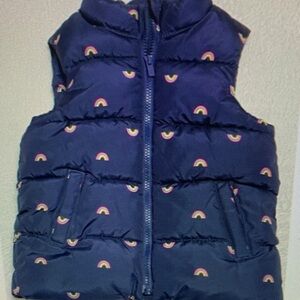 Kids Navy Blue Puffer Vest with Rainbow Print